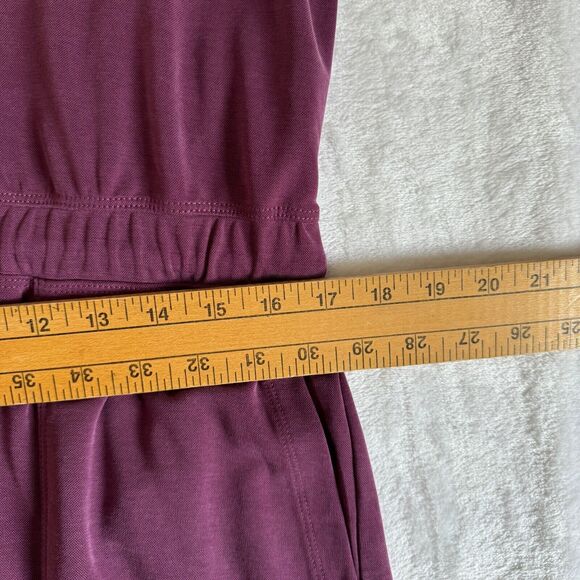 Lou & Grey Shorts Romper Size Large Maroon/Purple Sleeveless Drawstring Waist - Picture 6 of 8